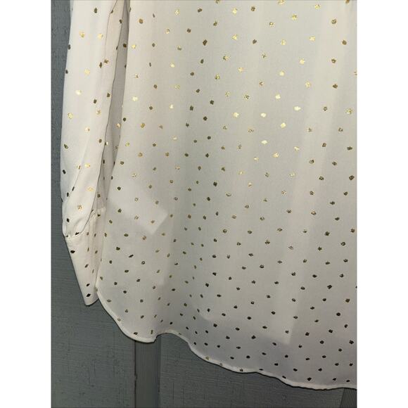 Untuckit Shirt Top Womens 6 Ivory Gold Fleck Sabrina Blouse Pleated Career Lux - Picture 15 of 15